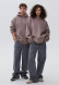 Milk color three-thread insulated oversize unisex hoodie with pockets 